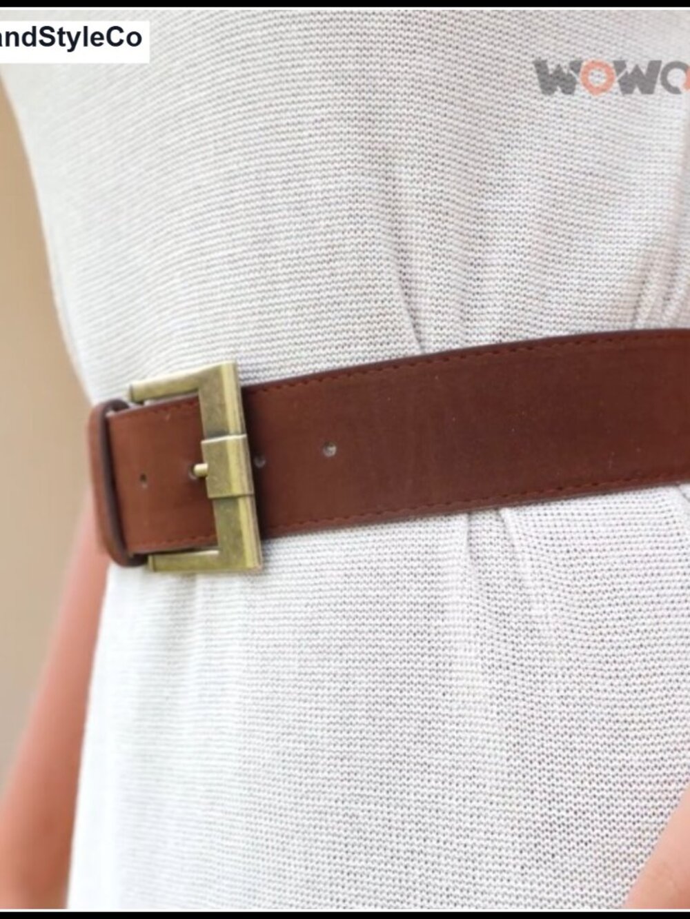 Wide Suede Leather Belt with Brass Buckle for Women Dresses Vintage Chunky - Picture 4 of 6